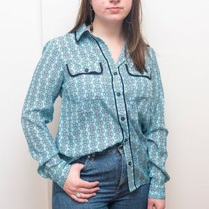 VINTAGE PATTERN SILK BUTTON DOWN